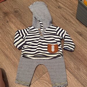 Mud Pie Navy and White Striped Hooded Matching Set
